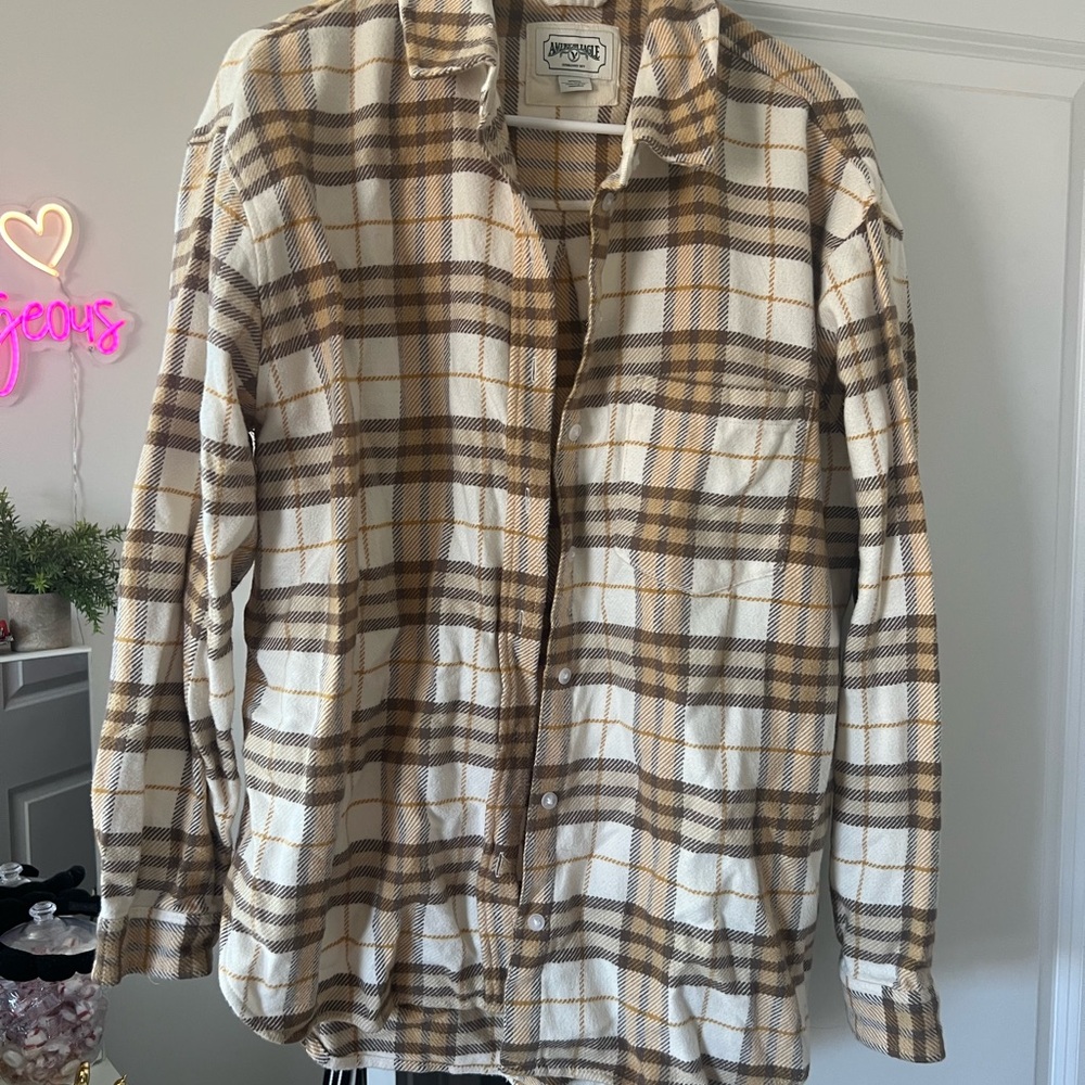 American Eagle Outfitters Women’s Beige Plaid Shirt